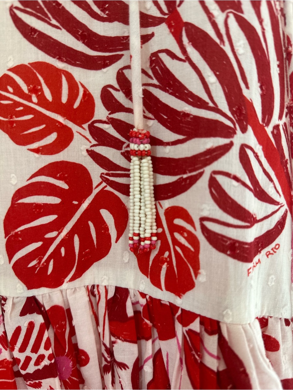 Farm Rio Tropical Floral Open Back Cotton Midi Dress Red Pink Size M Resort - Picture 5 of 12